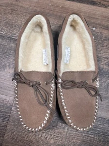 Eddie Bauer Damen Wildleder Leder Kastanie Mokassins US Größe 7 Sherpa gefüttert - Bild 1 von 8