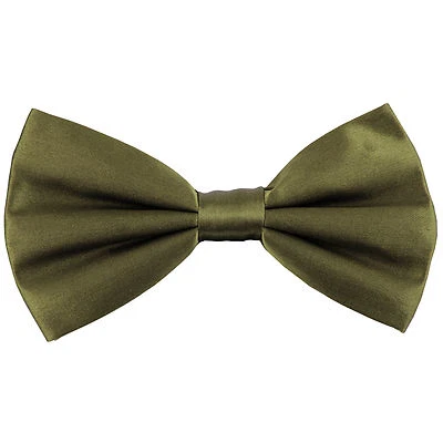 New in box men's silk pre-tied bow tie olive green wedding formal prom party - Image 1 of 3