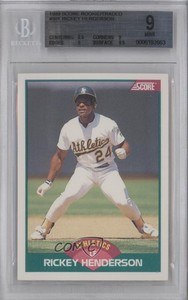 1989 Score Rookie & Traded Box Set Rickey Henderson #50T BGS 9 MINT HOF