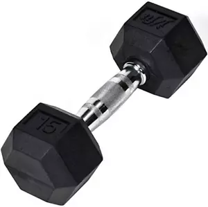 Rubber Hex Dumbbells - 8 Size Options - Hex Shaped Heads Prevent Rolling and Inj - Picture 1 of 7