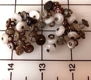 Lot of 35 Vintage SHOE BUTTONS Mixed glass, shell with metal loop shanks - Picture 1 of 2