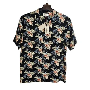 Jeremiah Linen Blend Black Floral Button Down Shirt Large Tropical Hawaiian - Picture 1 of 7