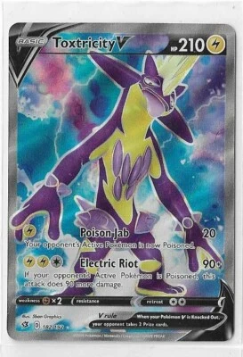Pokemon TCG SWSH Rebel Clash Toxtricity V 182/192 Full Art Ultra Rare NM - Image 1 of 2