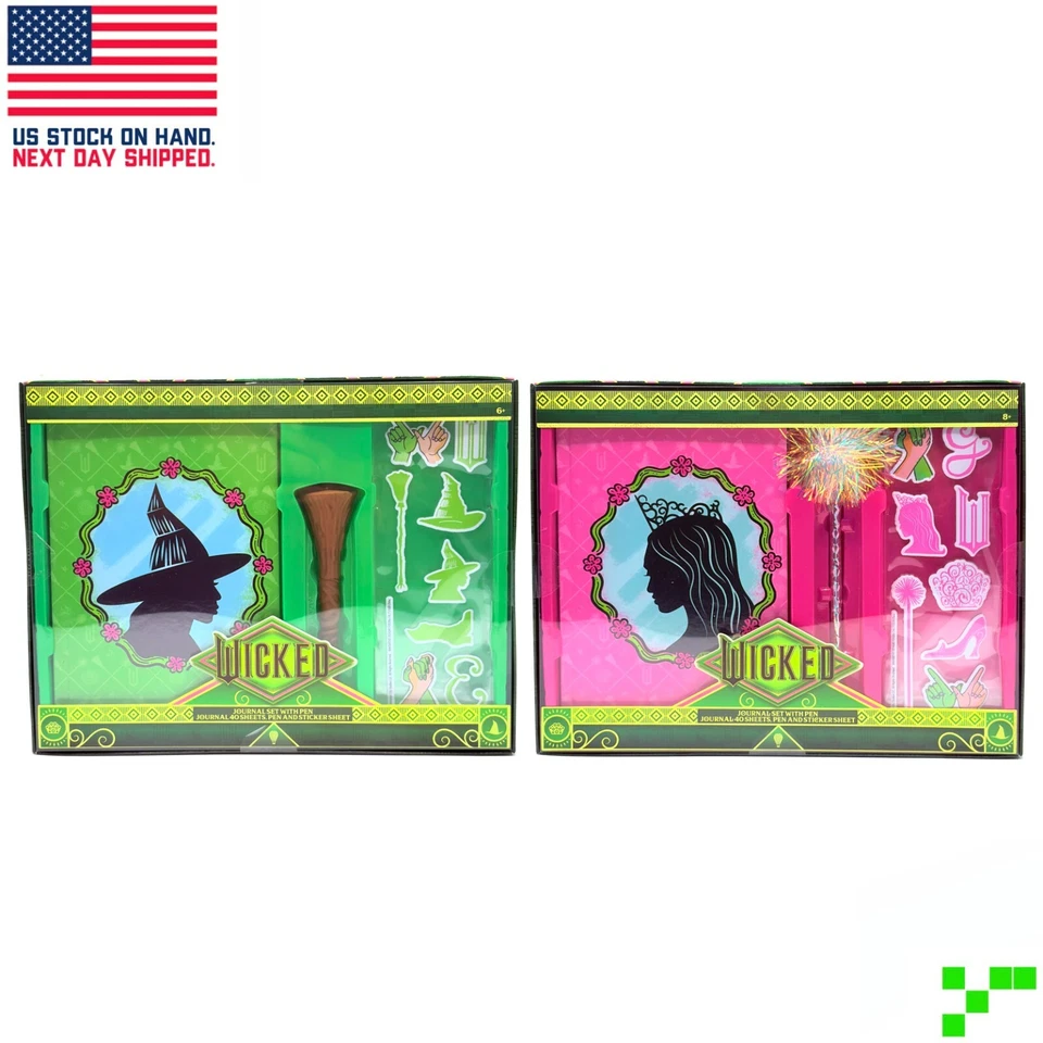 Nuevo conjunto de bolígrafo y pegatinas de papelería de película malvada Elphaba & Glinda Journal Target Foto 1 de 4
