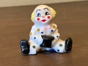 Vintage Hand Blown Glass Bug House Mini Clown Figurine TaiwanWhite Polka Dot 1.5 - Picture 1 of 7