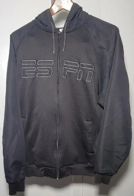 Chaqueta con capucha negra con cremallera manga larga ESPN Champion para hombre talla M Foto 1 de 4
