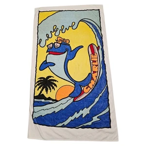 Vintage Charlie Starkist Tuna Beach Towel Cotton 1988 Surfing Bright 35x62 - Picture 1 of 10