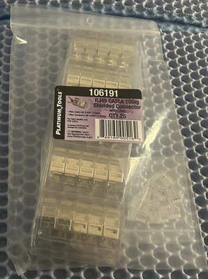 Platinum Tools 106191 RJ45 Cat6A 10 Gig Shielded Connector w/ Liner, 25 Piece - Image 1 of 2