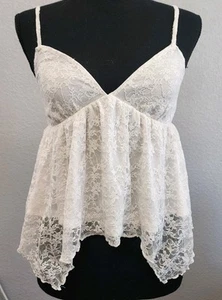 Mixed Threads Lace Babydoll Top S Y2K Fairycore Asymmetrical Hem Cami White - Picture 1 of 9