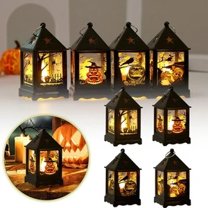 Halloween mit LED Kerze zum Aufhängen Vintage Deko Nachtlampe für Veranda Garten - Bild 1 von 33