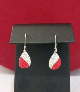 Rot und weiß Strass Träne Ohrhänger - Bild 1 von 1