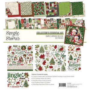 Simple Stories Vintage Believe 12" x 12" Collector Essential Kit Christmas Noel - Picture 1 of 1