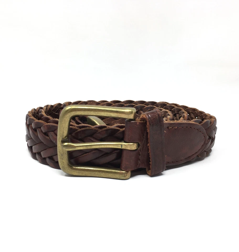 Cinturón Trafalgar Para Hombre Talla 34 Marrón Tejido Cuero De Colección Hecho en EE. UU. Hebilla de Latón Foto 1 de 4