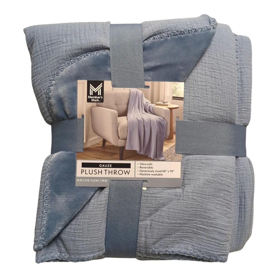 Member's Mark Reversible Cozy Gauze Plush Throw, 60" x 70" - Image 1 of 1