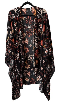 Women’s S Whimsigoth Boho Colorful Floral Kimono Cardigan Oversized Witchy Beach - Image 1 of 4
