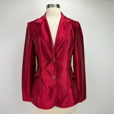 Правильно! от Estivo винтажный красный атласный блейзер куртка диско праздник вечеринки ретро * недостатки - Изображение 1 из 4