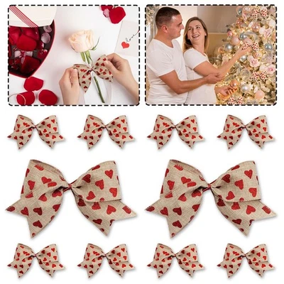 10 PIEZAS Mini Arcos Día de la Madre para Corona Corazón Rojo Pequeños Arpillera Regalos Foto 1 de 4