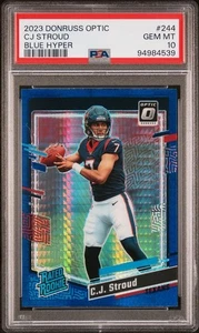 2023 Panini Donruss Optic CJ Stroud Blue Hyper Rookie Card RC 244 PSA 10 Pop = 892 - Bild 1 von 2