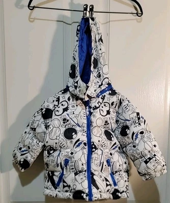 SIZE 24 MOS-THE CHILDRES PLACE, GIRLS WHITE WITH BLUE DECORATIVE CARTOON CHARACT - Image 1 of 4