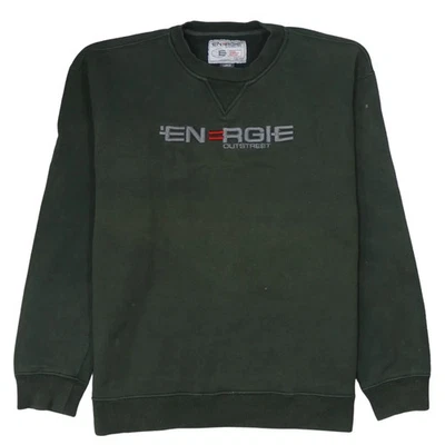 Energie 90's Spellout Crew Neck Sweatshirt Large Green - Image 1 of 4