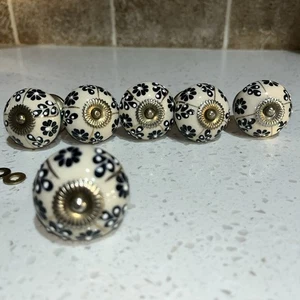 Talavera ceramic cabinet or drawer knob with a floral design. - Picture 1 of 8