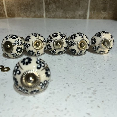 Talavera ceramic cabinet or drawer knob with a floral design. - Image 1 of 4