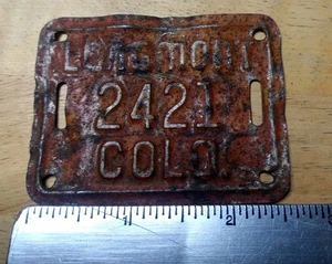 1951-1953 Colorado Tractor License Plate LONGMONT 2421 COLO Farm Implement Barn - Picture 1 of 5