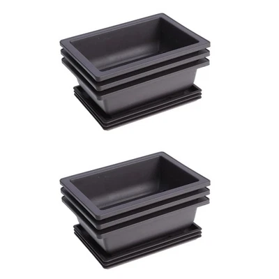  Set of 2 Plastic Bonsai Pots Rectangular Cactus Planter Succulents Flower - Image 1 of 4