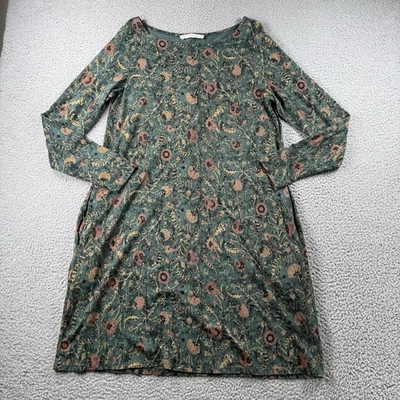 Vestido Conexión Peruana M Orla Verde Floral Bolsillos Algodón Modal Modesto Boho Foto 1 de 4