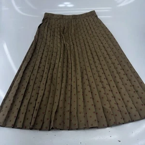 Vintage Womens Pleated Brown Floral Midi Skirt Size 12 Preppy - Picture 1 of 12