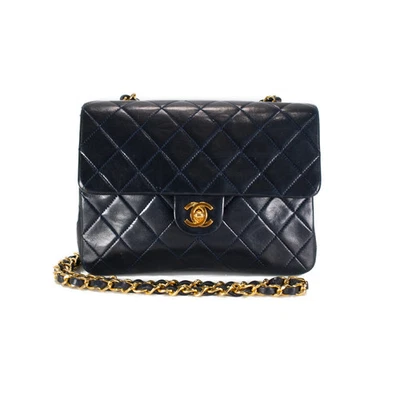 Vintage Chanel Classic Navy Lambskin Small Flap Crossbody Shoulder Bag - Image 1 of 4