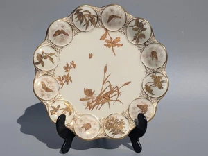 Antique c1900 Aesthetic Movement Spode Copeland Raised Gold Butterfly Plate - Picture 1 of 12