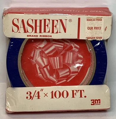Vintage Sasheen Ribbon New Old Stock Christmas Wrapping Dark Blue Gift Trim Bows - Image 1 of 4