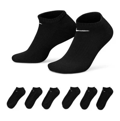 Nike Everyday Calcetines Acolchados No Show Negros Paquete de 6 Mujeres 6-10/Jóvenes 5Y-7Y NUEVO Foto 1 de 3