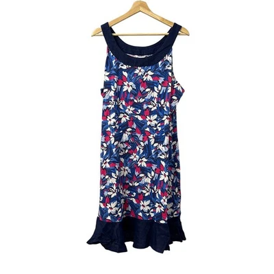 Vestido Tommy Bahama XL Marina Americana Bay Floral Azul Sin Mangas Verano Mini Foto 1 de 4