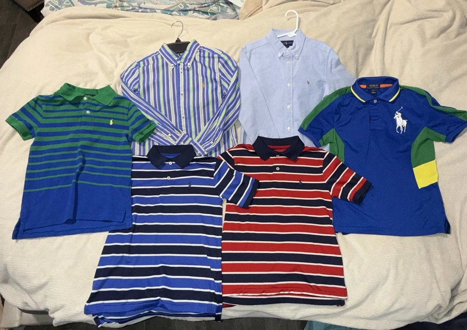 Ralph Lauren Polo Kids Shirts, Size 7 And 8. Bundle  Of  6 Shirts - Image 1 of 4