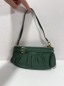 Cole Haan Leather Green Purse Clutch Gorgeous Small Night Handbag W Buckle Y2K - Picture 1 of 11