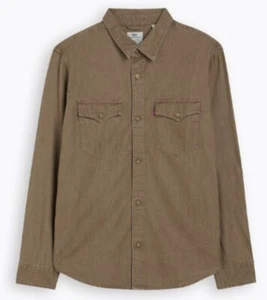 🆕 Levis Western Relaxed Fit Sz Small Long Sleeve Shirt Button Up Men  Brown NWT - Picture 1 of 3