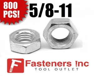 (Qty 800) 5/8-11 Hex Jam (Thin) Nuts Zinc Plated Low Carbon Grade 2 Bulk Box - Imagen 1 de 3
