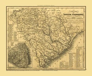 Mapa histórico del estado - Carolina del Sur - Tanner 1836 - 27,68 x 23 - Imagen 1 de 20