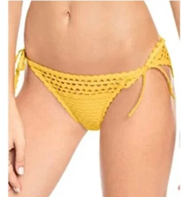 NWT Robin Piccone L Chira Side Tie Rickrack Yellow Sun Glow Bikini Bottom 111390 - Image 1 of 3
