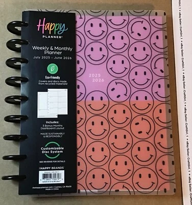 NEW! Happy Planner 2025-2026 "SUNNY SMILES” Classic DASHBOARD Layout 12-Months