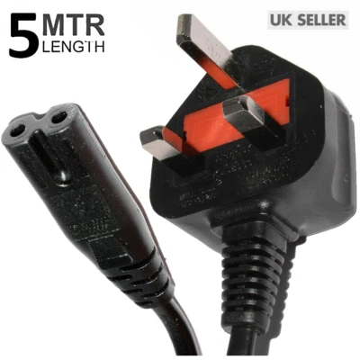 5M Figure 8 Eight Mains Power Lead Cable C7 Cord FOR SONY PS1 SLIM PS2 PS3 Slim - Image 1 of 3