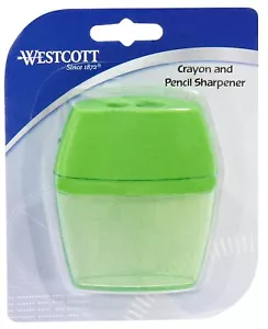 Westcott 2 Hole Crayon and Pencil Sharpener, Ships as Assorted Colors (15234) - Picture 1 of 5