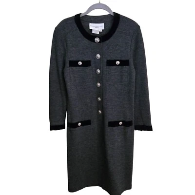 Винтажное серое черное карьерное платье из шерстяной смеси Adrienne Vittadini размер 10 - Изображение 1 из 4