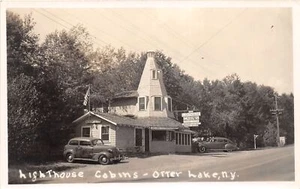 Postal PC1/Otter Lake Nueva York RPPC c1940 cabinas faro 423 - Imagen 1 de 4