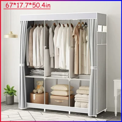 Organizador de armario de almacenamiento de ropa de 67" estante a prueba de polvo portátil para el hogar Foto 1 de 4