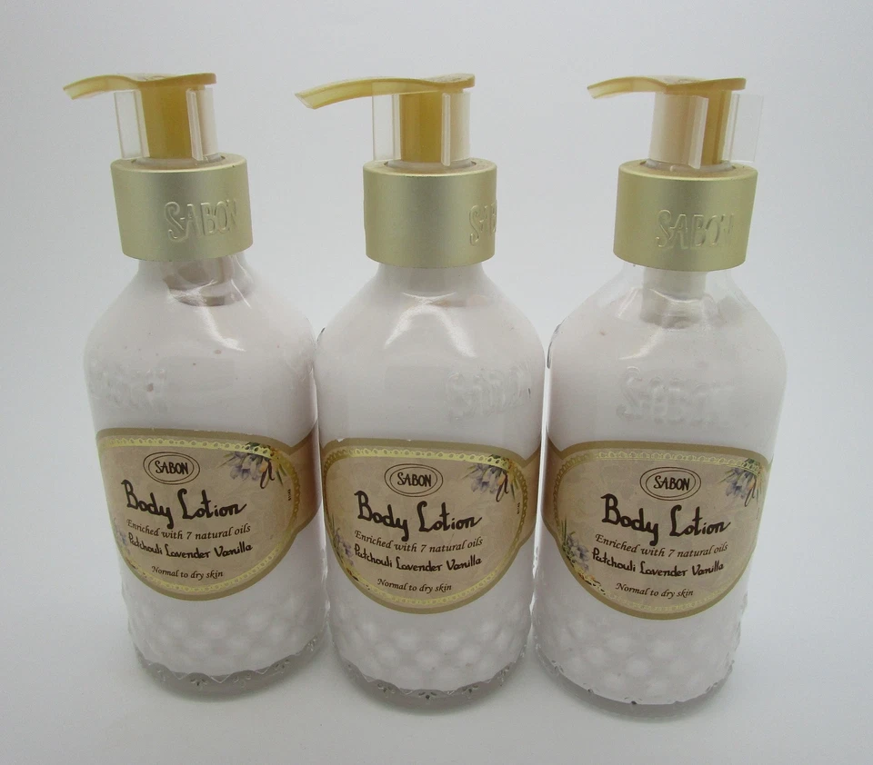 Лосьон для тела PATCHOULI LAVENDER VANILLA Sabon 7 жидких унций - лот из 3 - Изображение 1 из 1