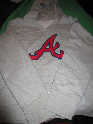 NWT FANATICS ATLANTA BRAVES MLB WOMENS V NECK HOODED HOODIE SWEATSHIRT GRAY 2X - Image 1 of 2