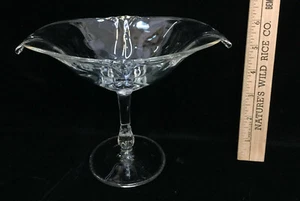 Tazón de pedestal plato cristal vidrio vástago de caramelo 6" de alto transparente hoja vintage - Imagen 1 de 5